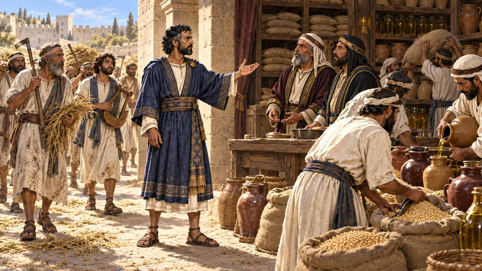 Nehemiah confronts officials as Levites return from fields and trustworthy stewards refill the storehouse.