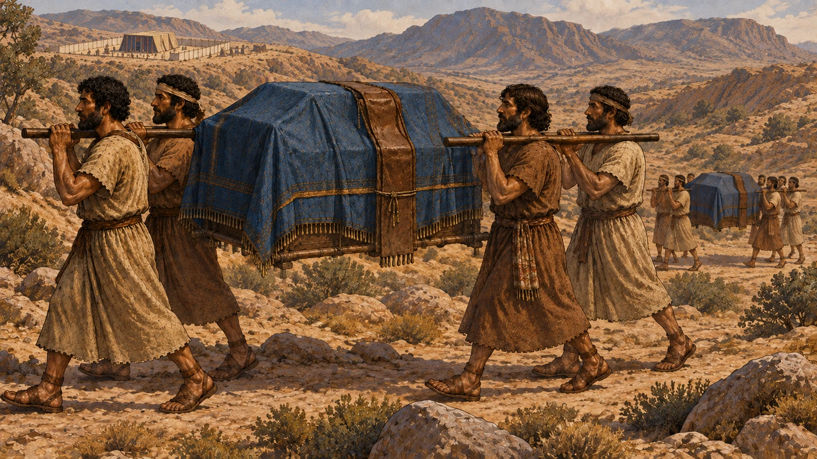 The Kohathites carry the holy things