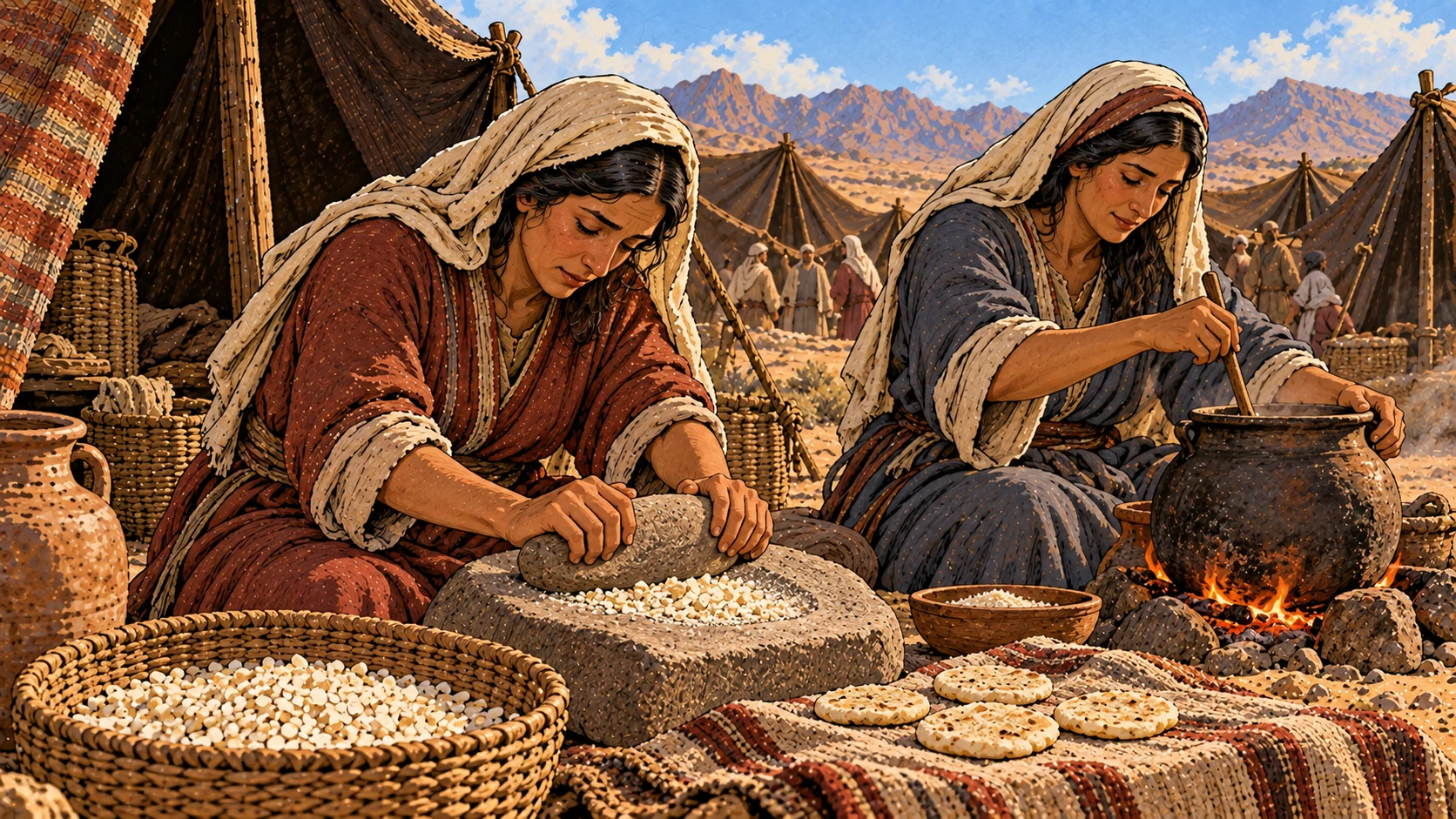Gathering and preparing manna