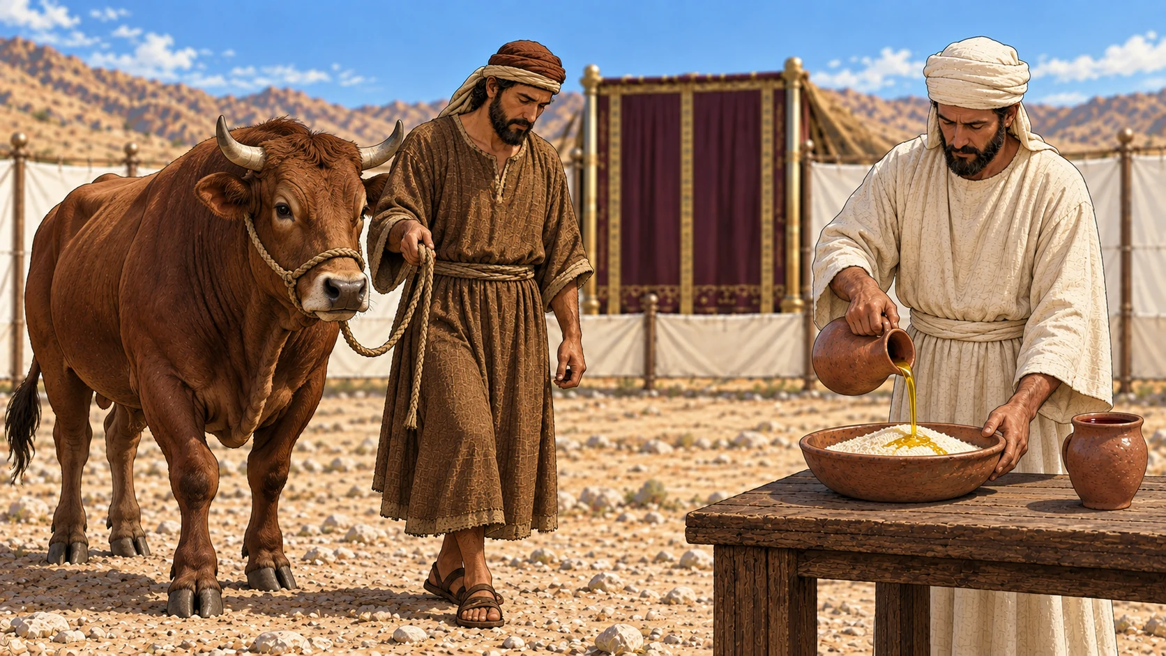 The offering with a bull
