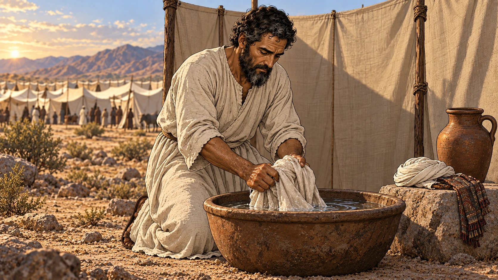 The priest washes