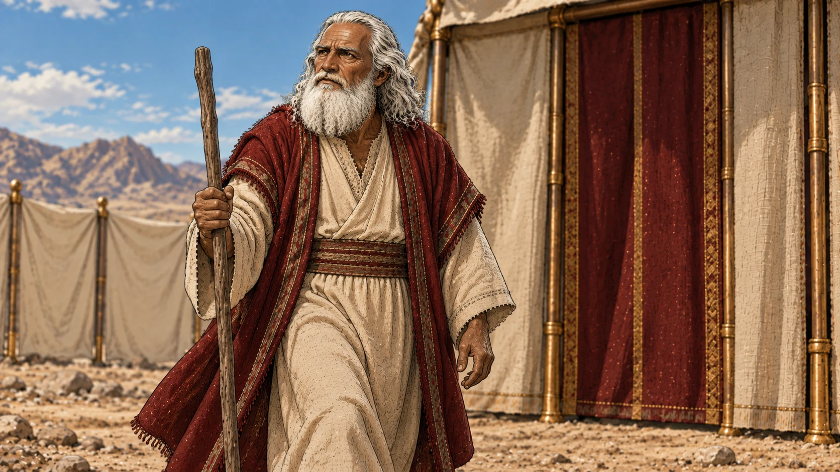 Moses takes the staff