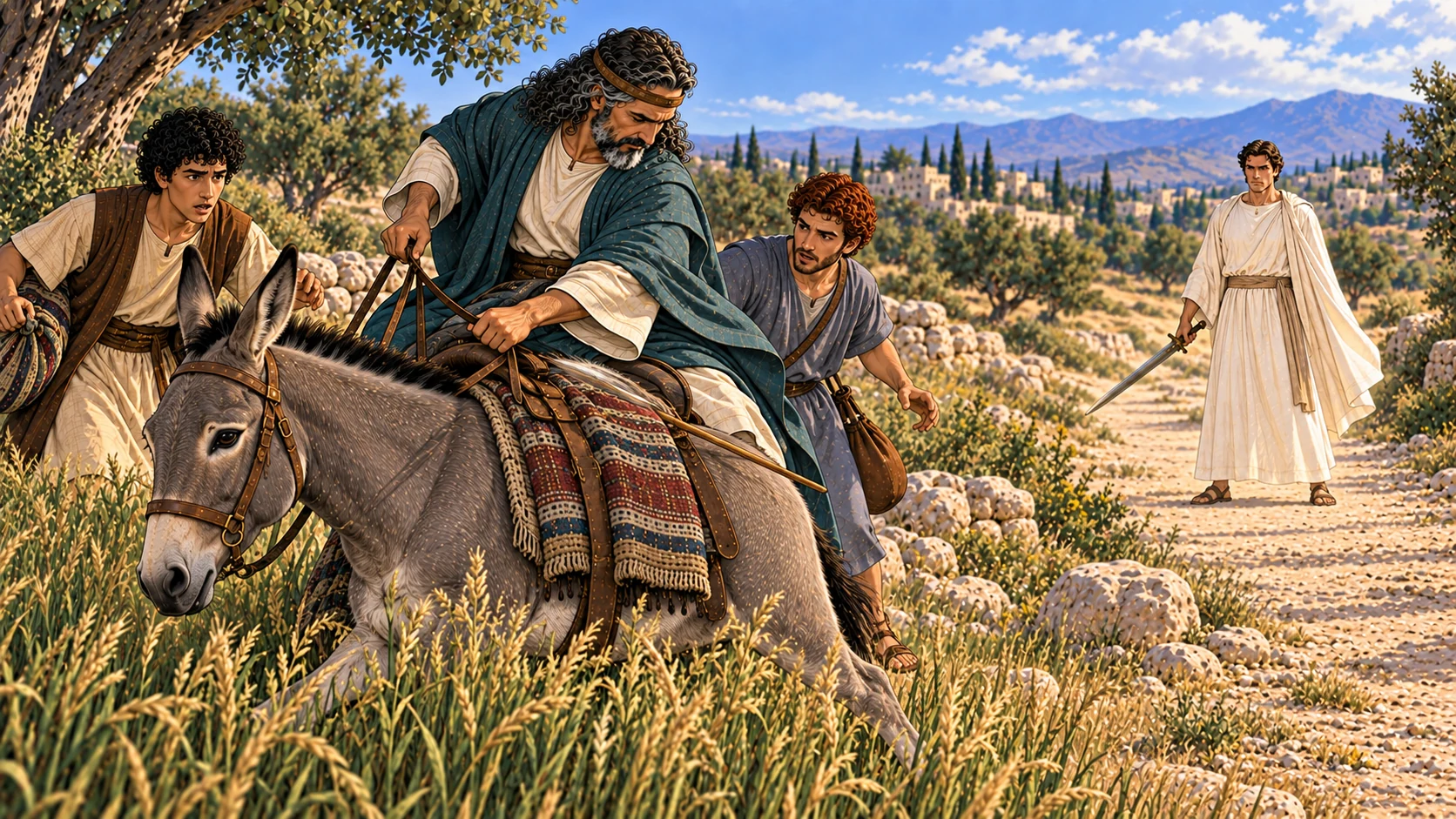 The donkey turns aside