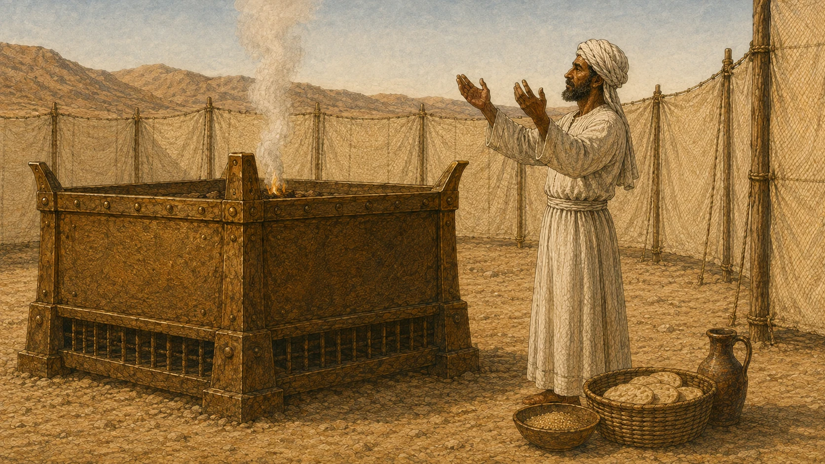 The priest presents the offerings