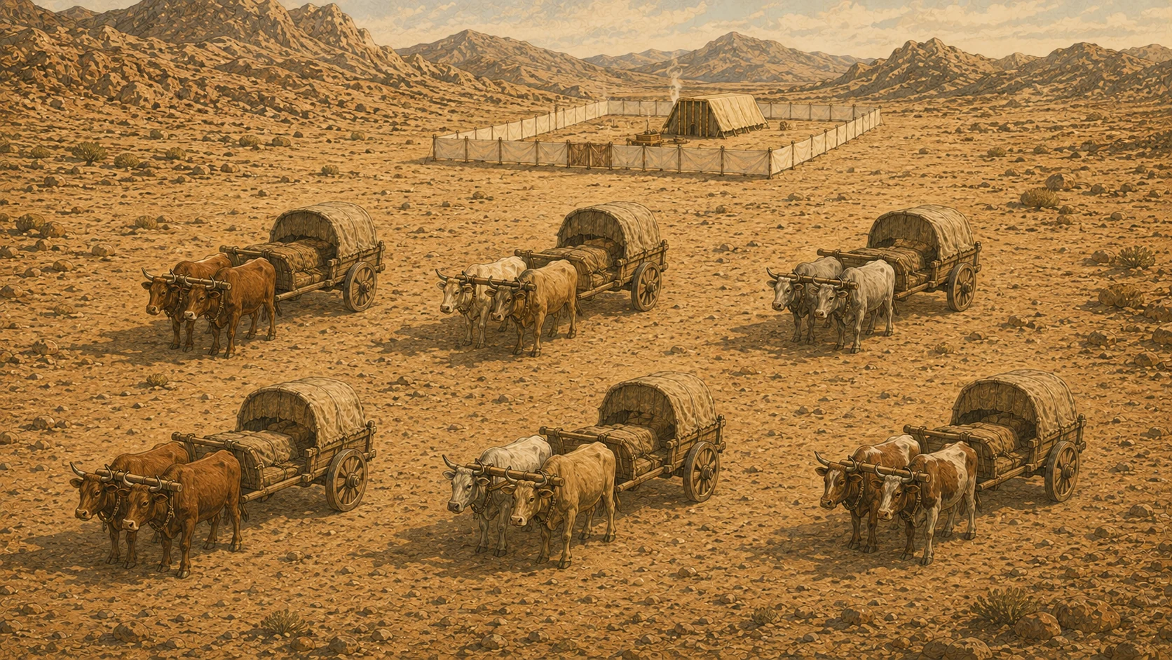 The leaders bring carts and oxen
