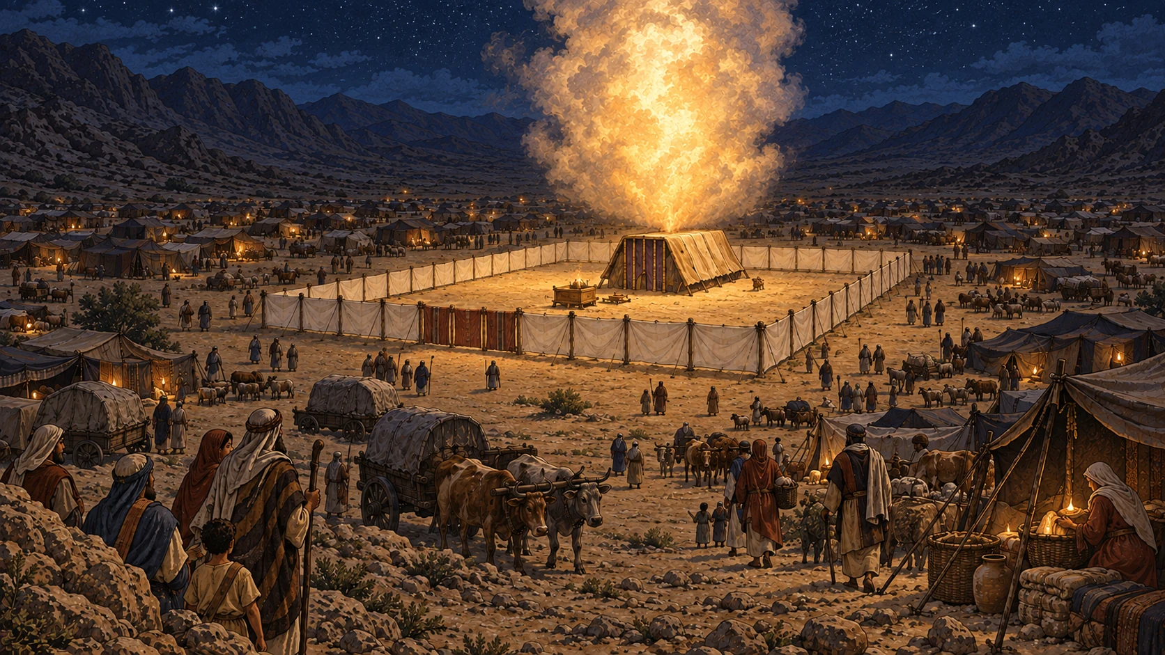 The appearance of fire by night