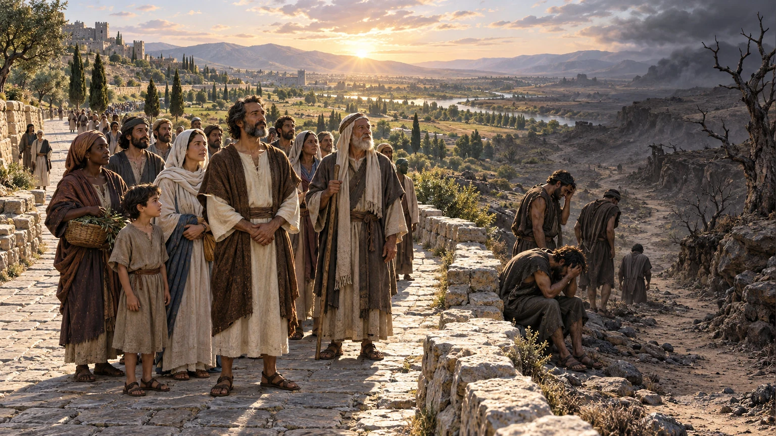 Illustration for Psalms 1:5-6.