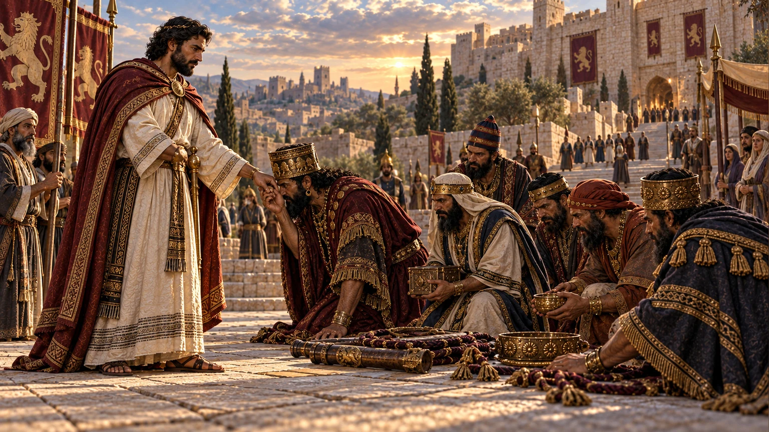 Illustration for Psalms 2:10-12.