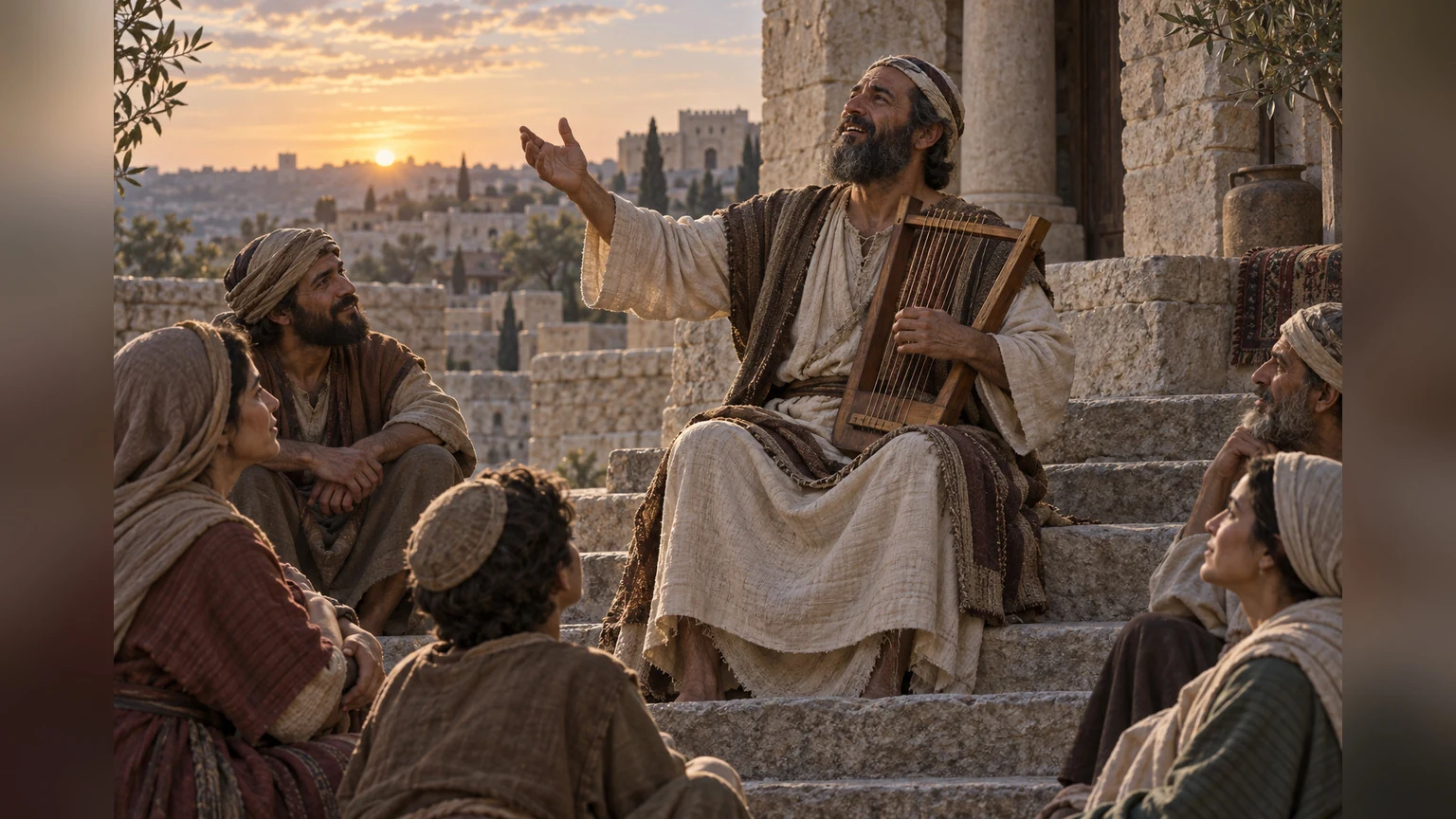A singer recounts deliverance before a small attentive gathering.