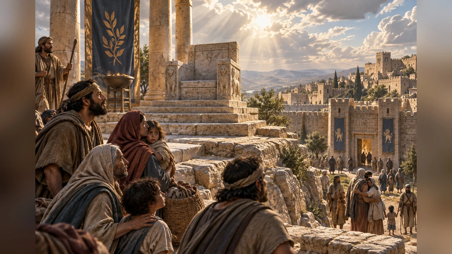 An enduring place of judgment towers above a stronghold welcoming the oppressed.