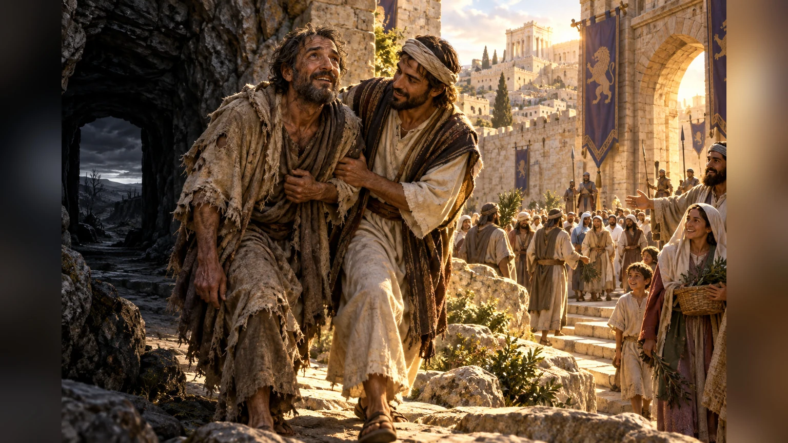 A petitioner turns from the shadow of death toward Daughter Zion's crowded gates.