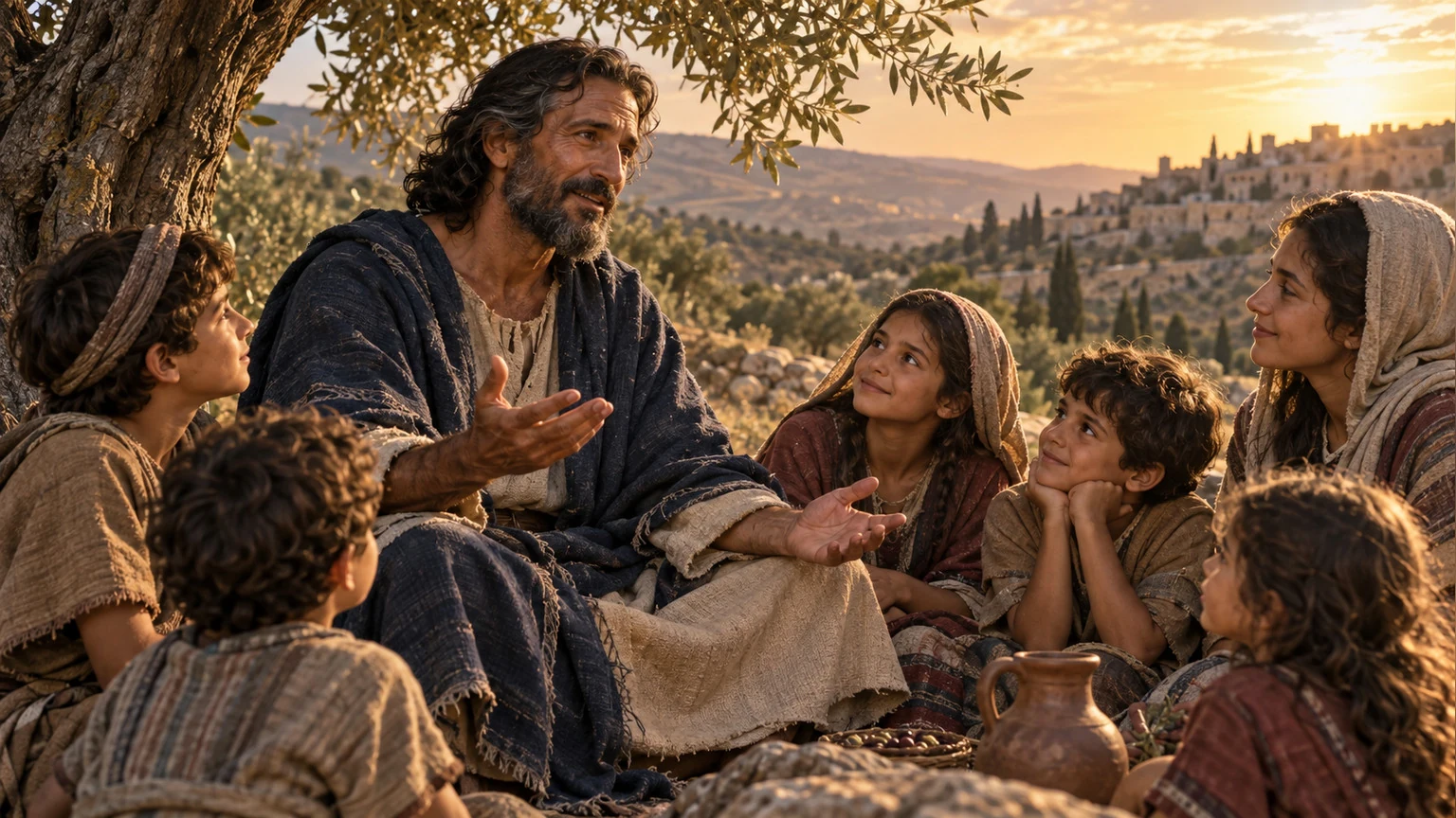 An older speaker tells children what Yahweh has done.