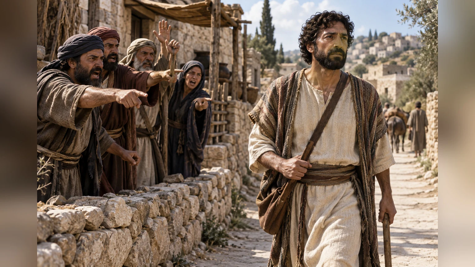 The petitioner passes a hostile group of false witnesses.