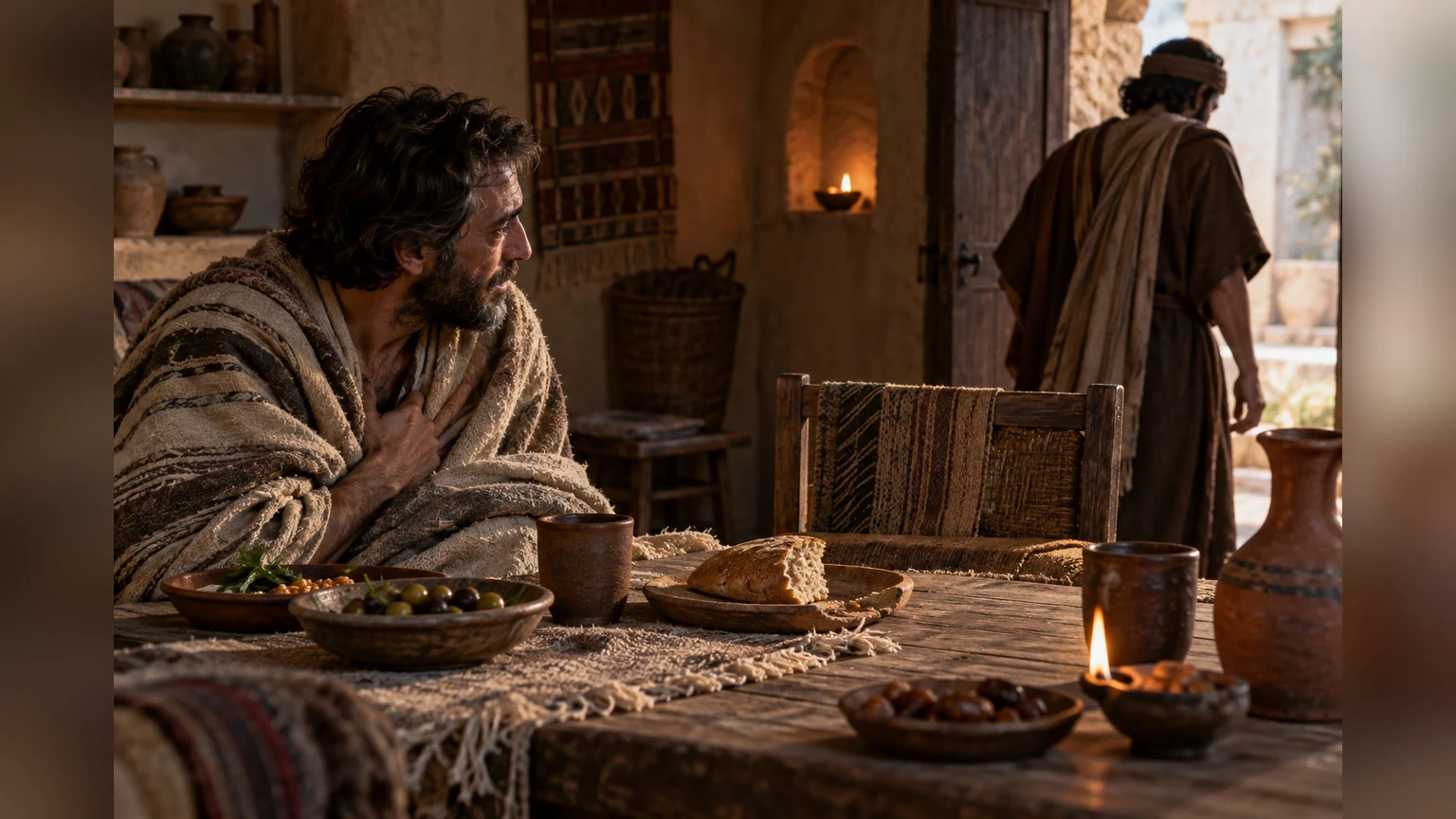 A close friend leaves an abandoned place at a shared meal.