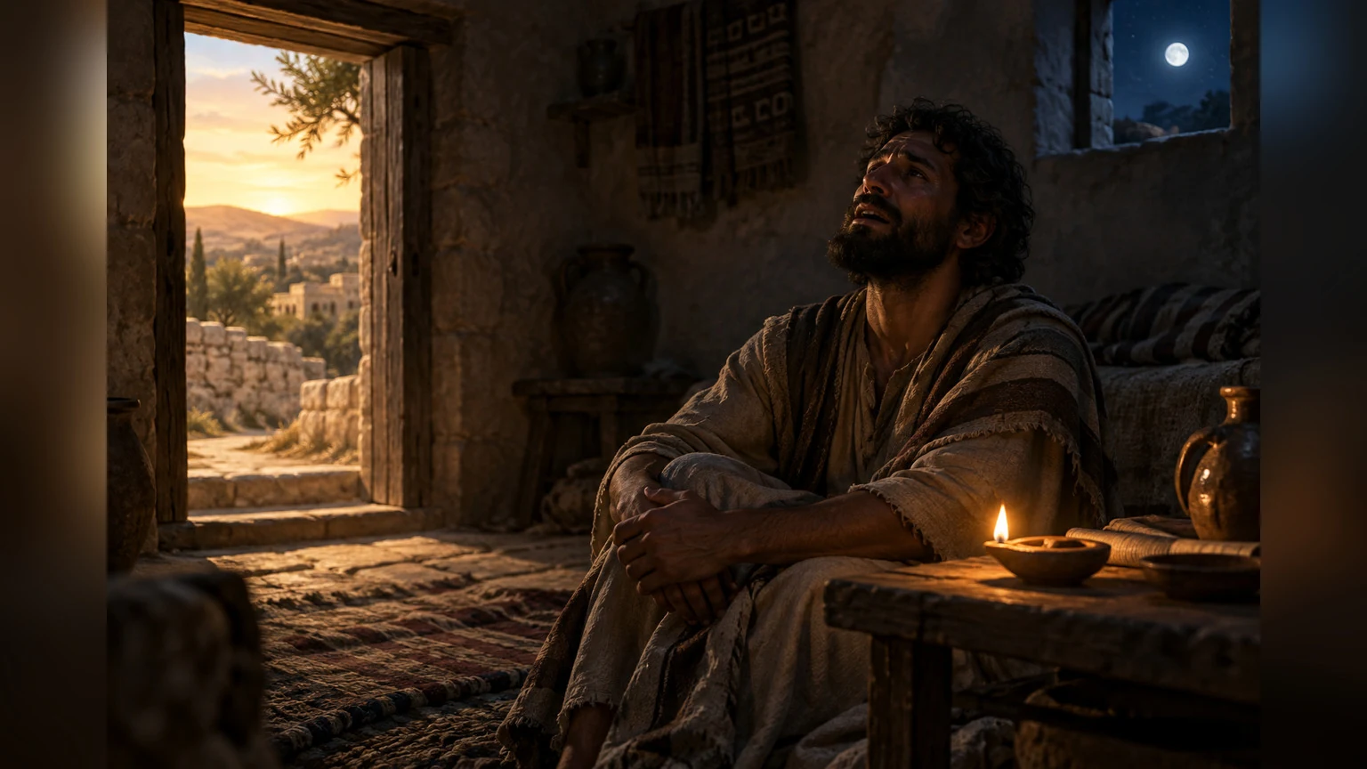 A night song persists by a small lamp.