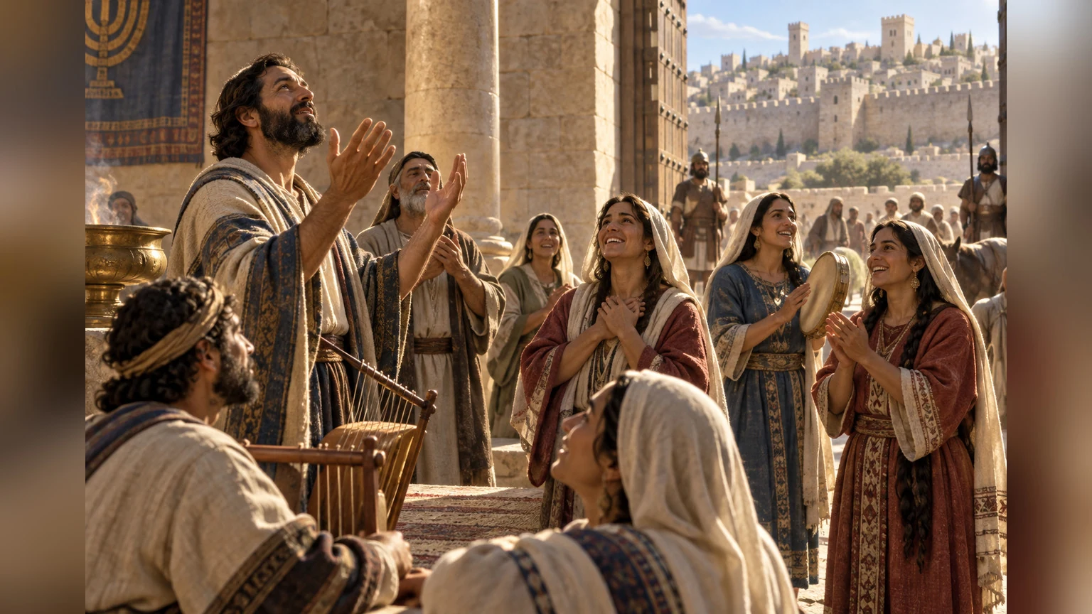 Worshipers reflect inside the sanctuary and rejoice.