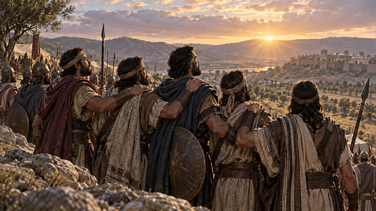 The army gathers its resolve before battle.