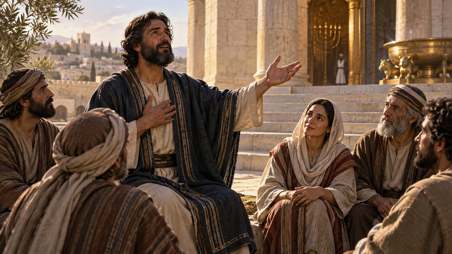 The singer tells others what he has learned near the sanctuary.
