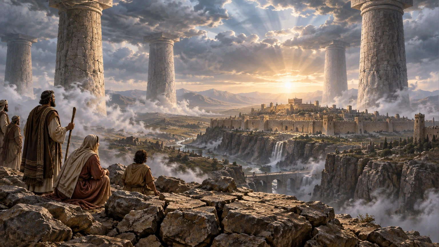 Poetic pillars steady a trembling earth.
