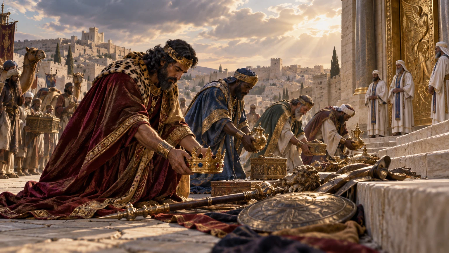 Rulers bring pledged gifts to Zion.