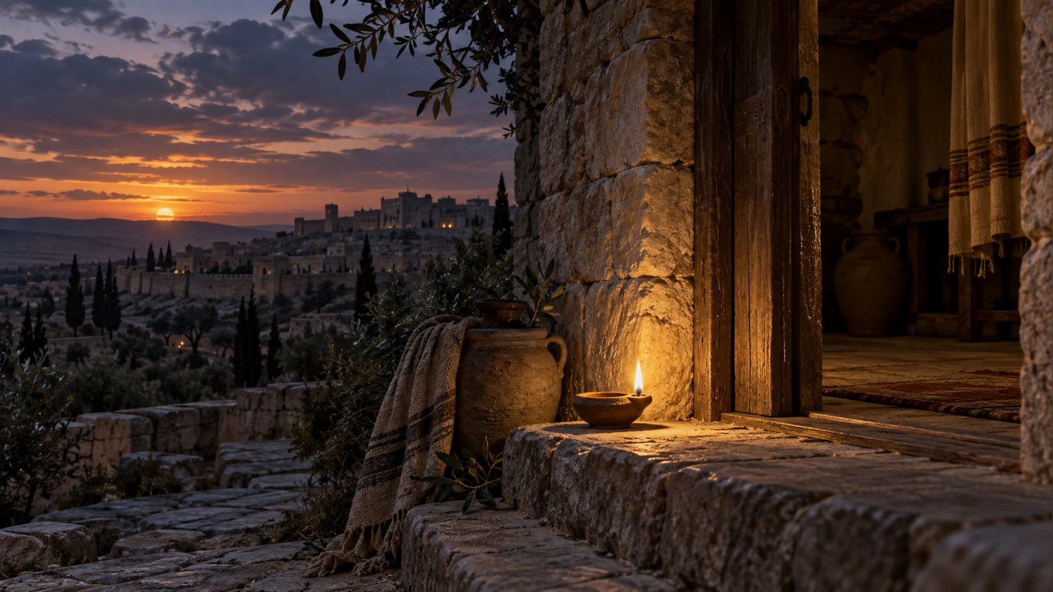 A single lamp marks the brief blessing after unresolved lament.