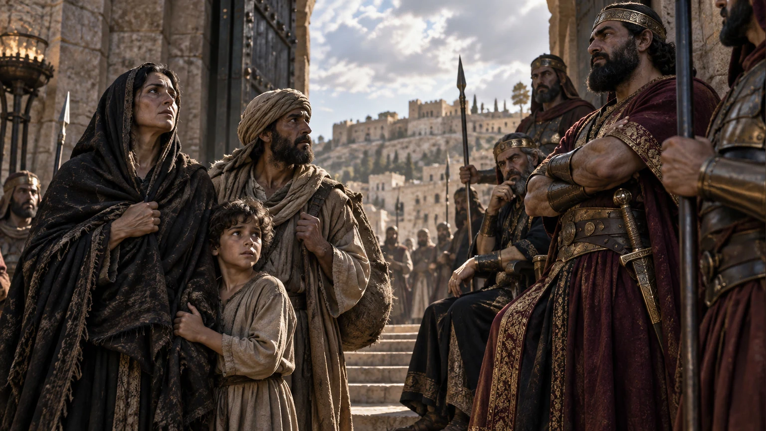 A widow, sojourner, and orphan stand threatened at the city gate.