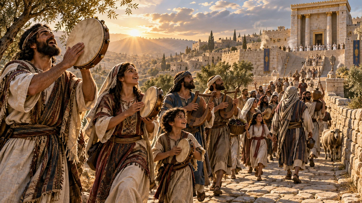 A joyful procession approaches the sanctuary with song.
