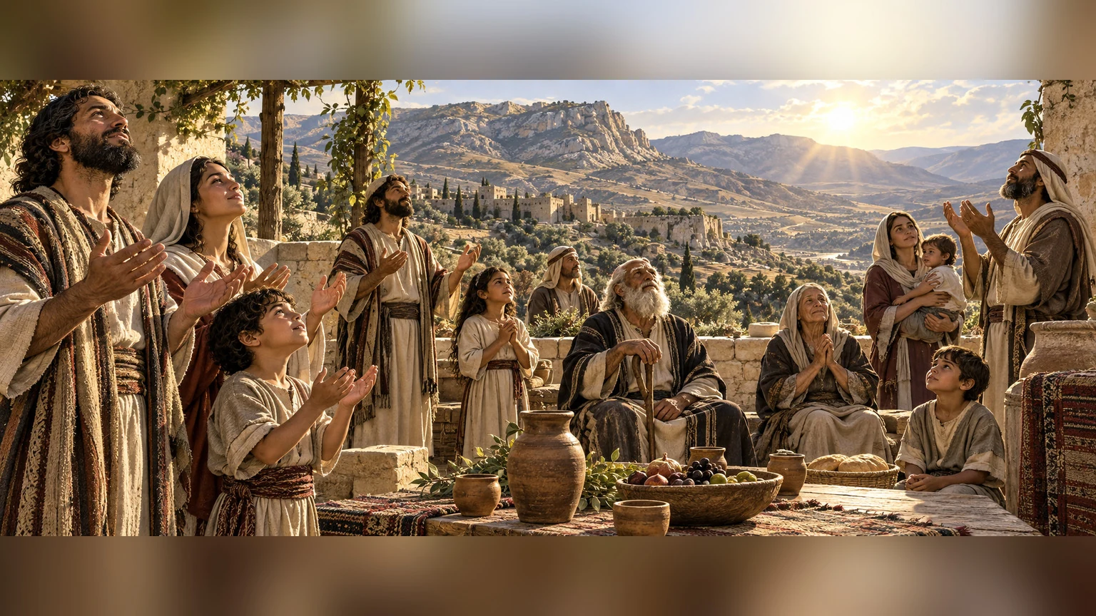 An ancient community gathers in thanksgiving.