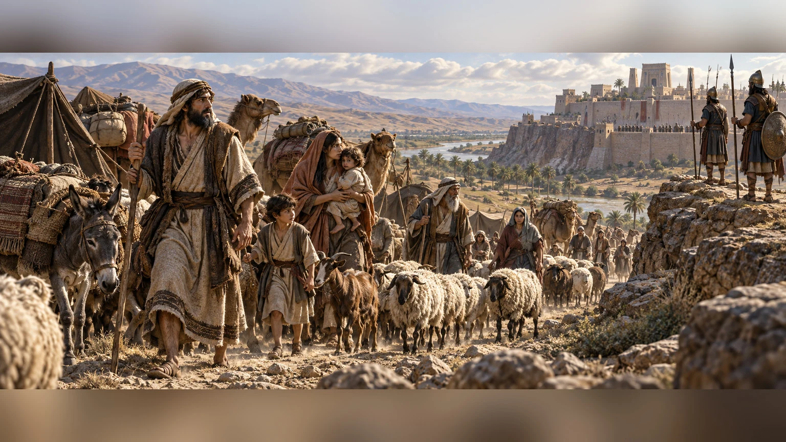 Pastoral sojourners travel with tents and livestock.
