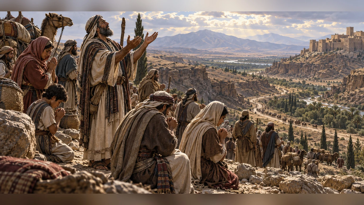 A community prays together before a difficult road.
