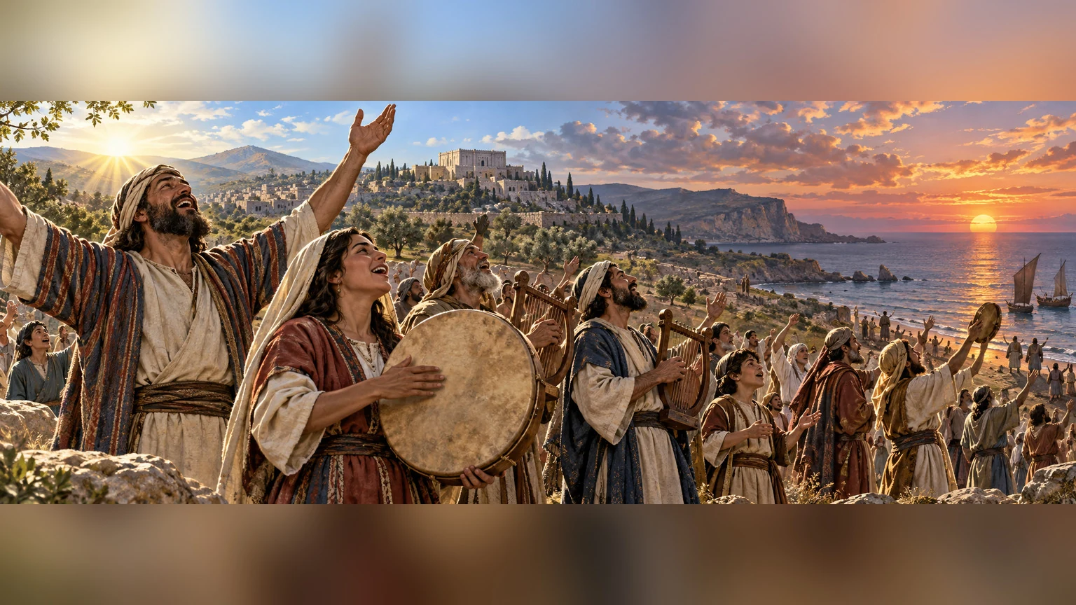 Servants sing across a panoramic day.