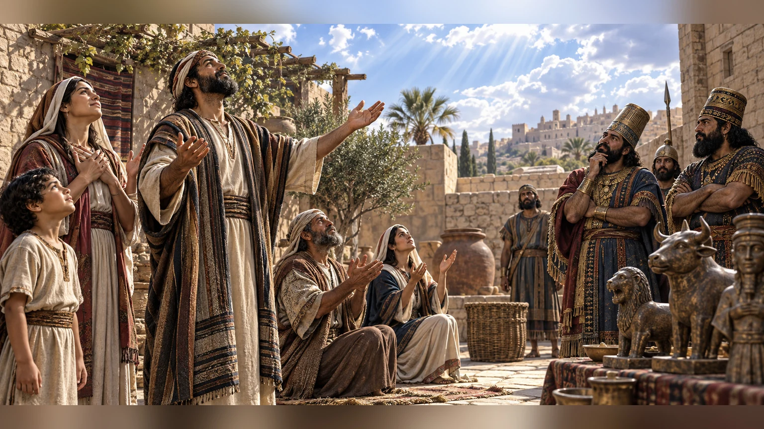 Worshippers look beyond themselves toward the heavens.