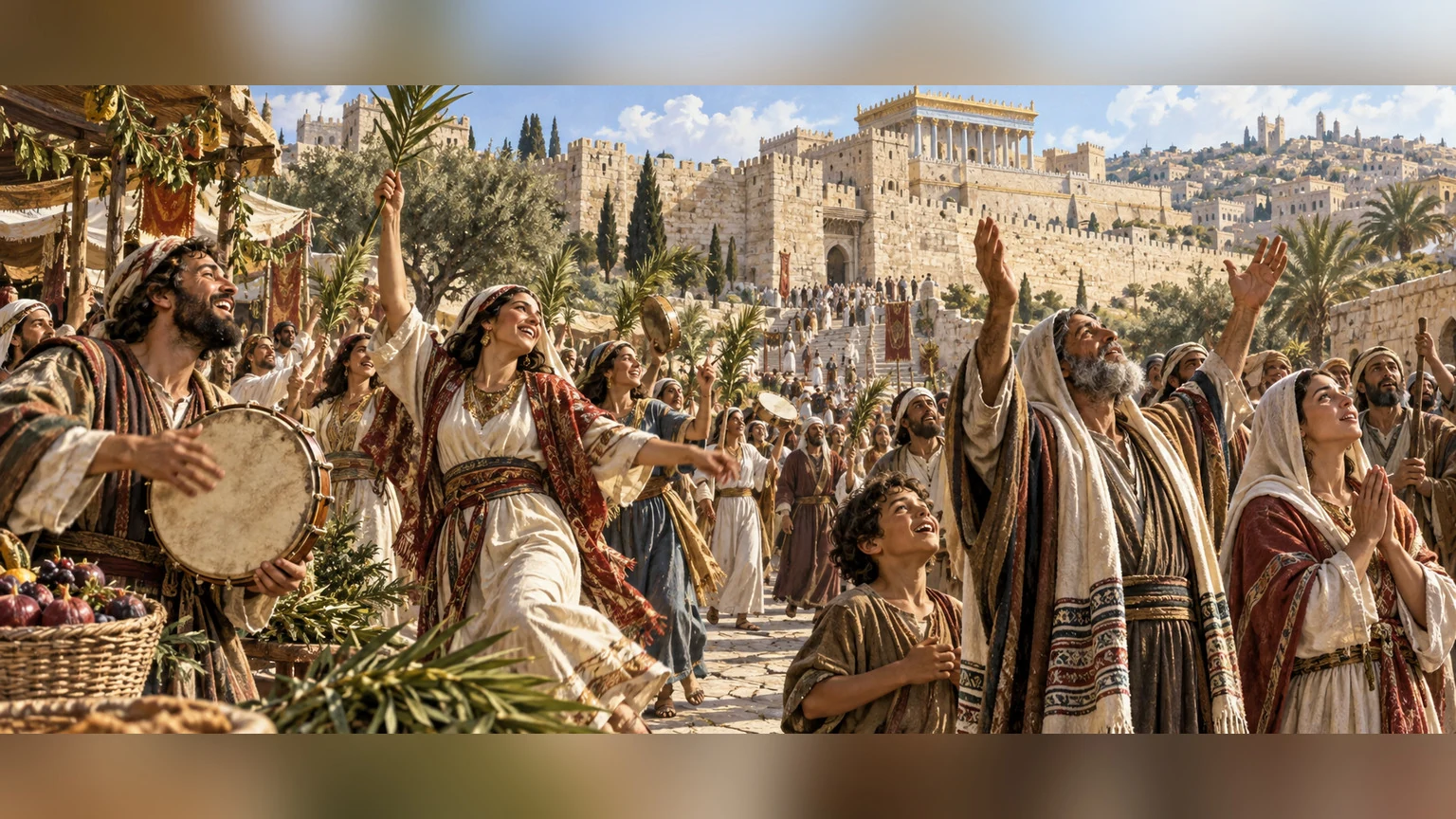 Jerusalem celebrates a sunlit festival day.