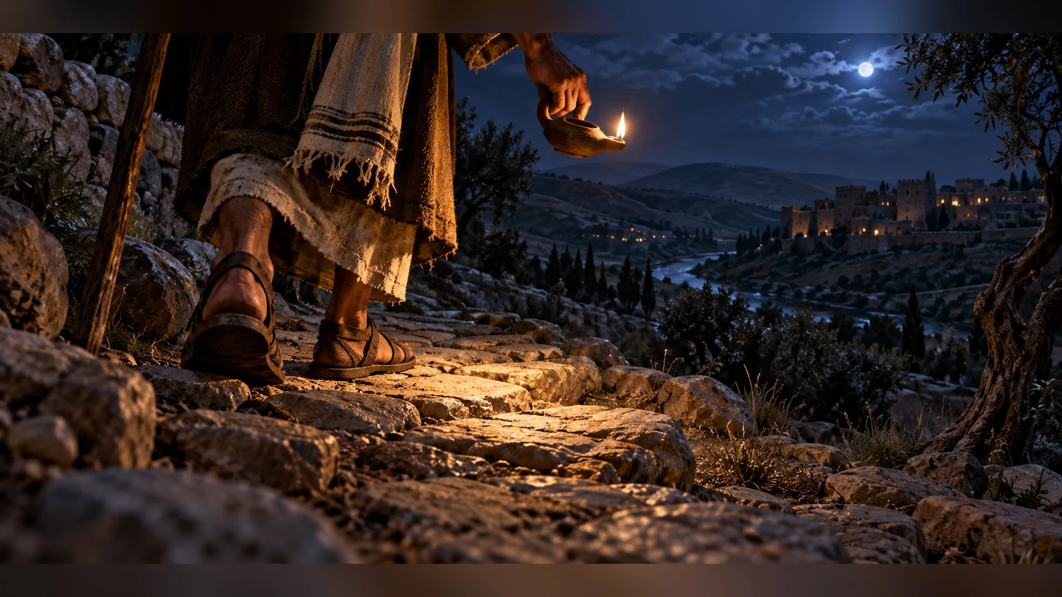 a small oil lamp illuminates only the next sure steps on a dark path.