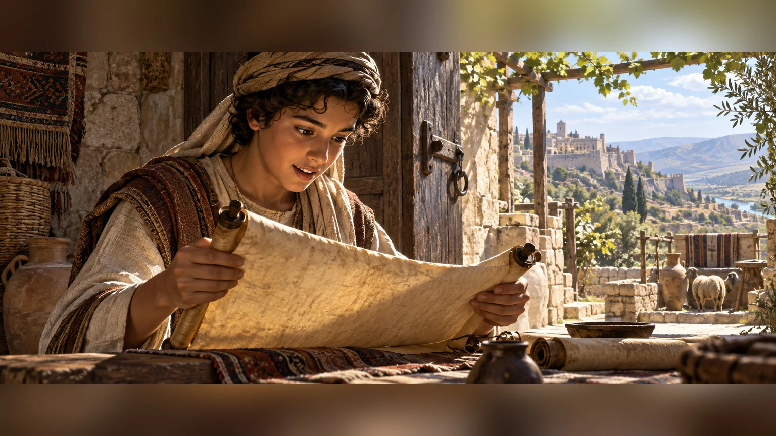 unfolding words illuminate an eager learner's face.