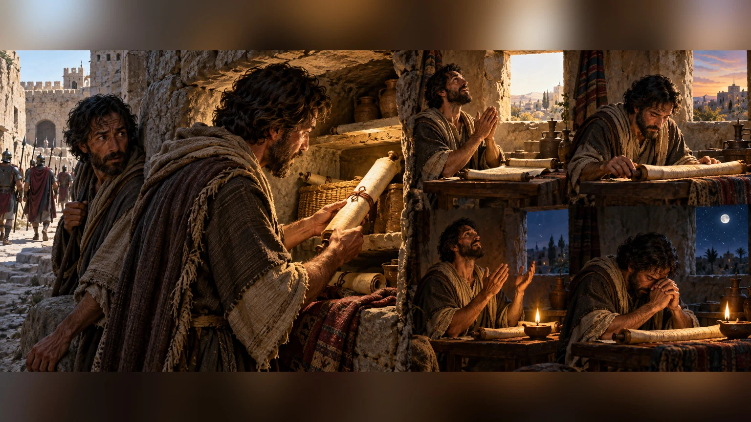 a persecuted person receives the promise like discovered spoil and returns repeatedly to praise.