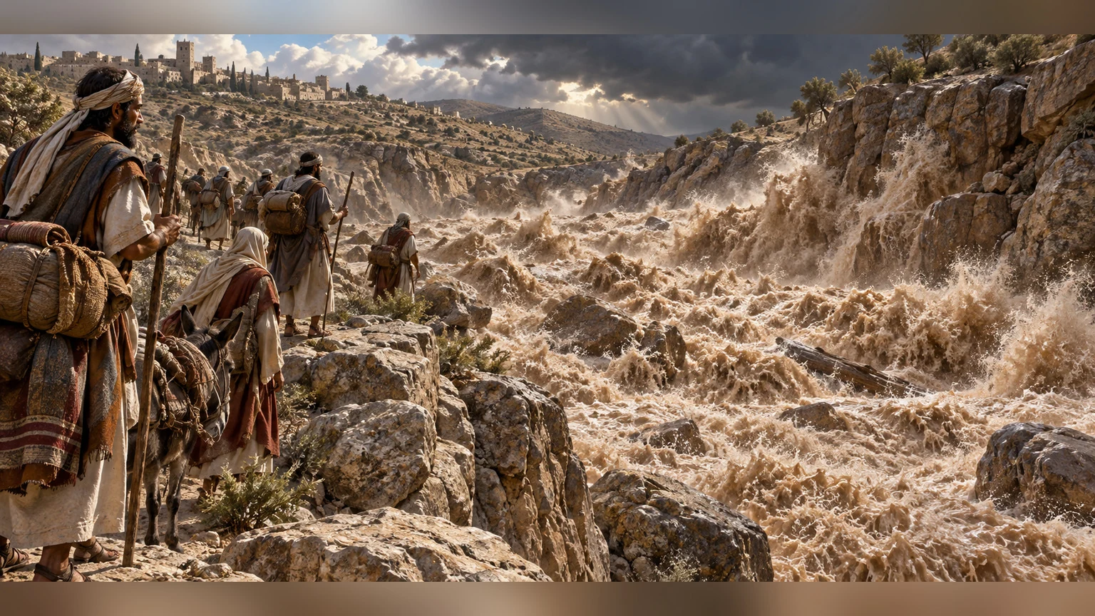 A threatening torrent visualizes the disaster that could have overtaken them.