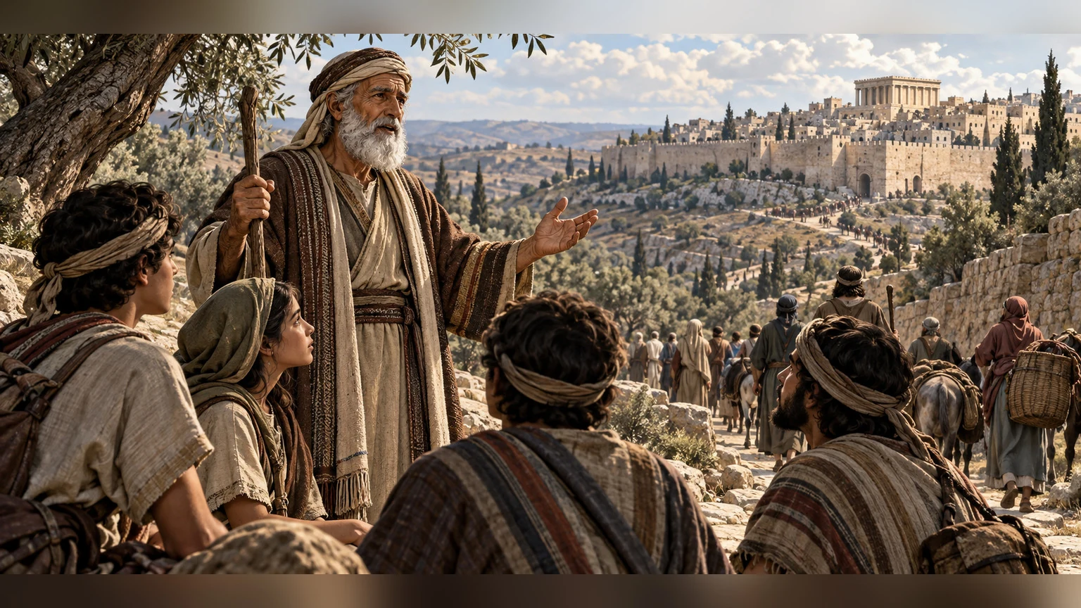 Israel's endurance is embodied by an older survivor recounting affliction from youth.