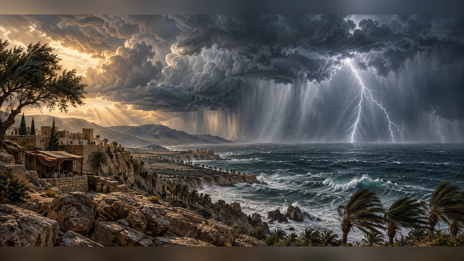 Clouds, lightning, wind, sea, and depths reveal sovereign power over creation.
