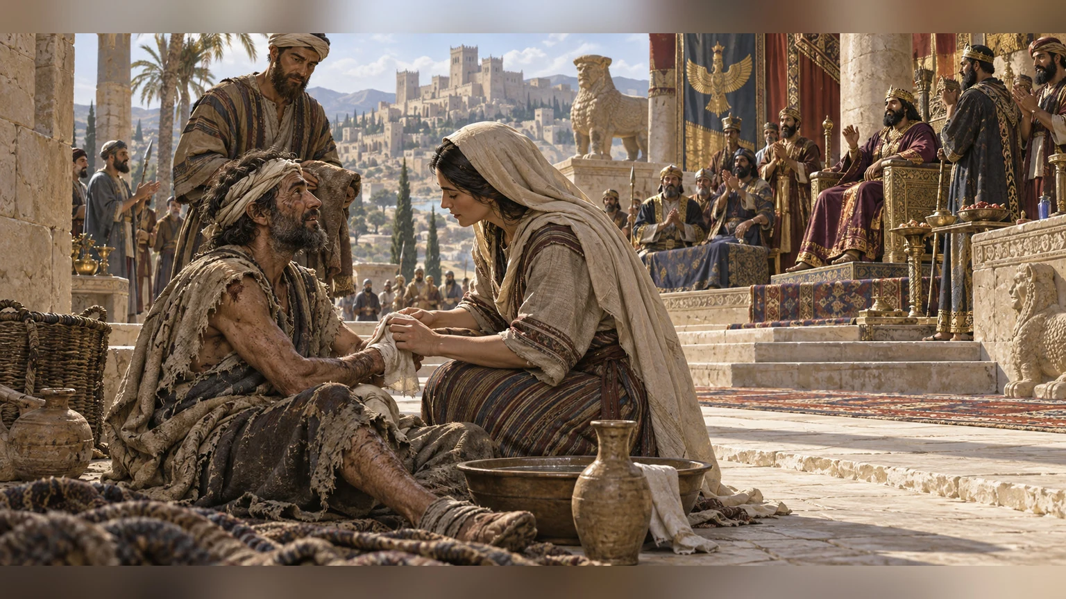 Earthly kings hear and praise, while the lowly person receives the composition's closest attention.