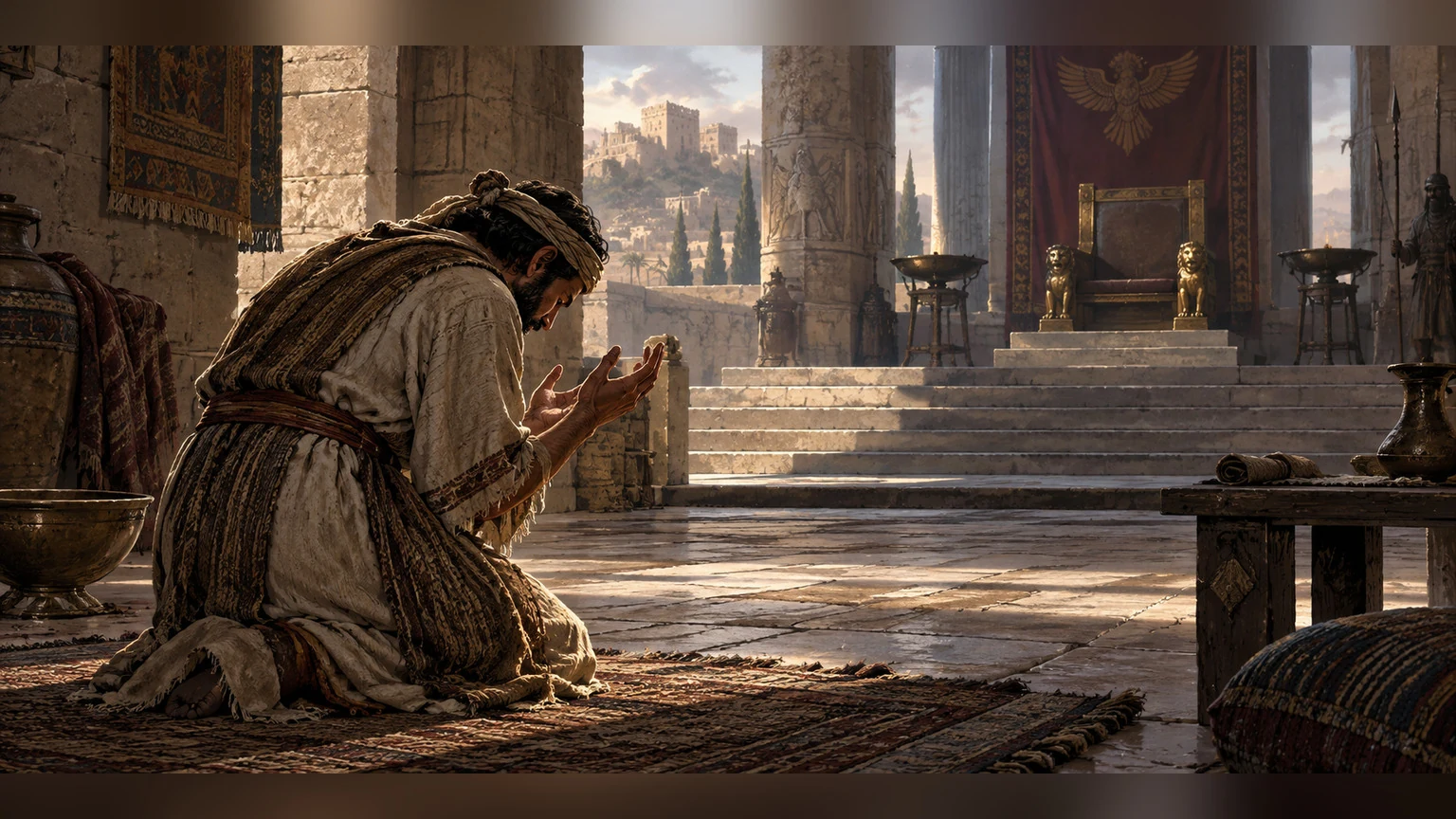 A servant asks to be heard in mercy, acknowledging that none can stand righteous in judgment.