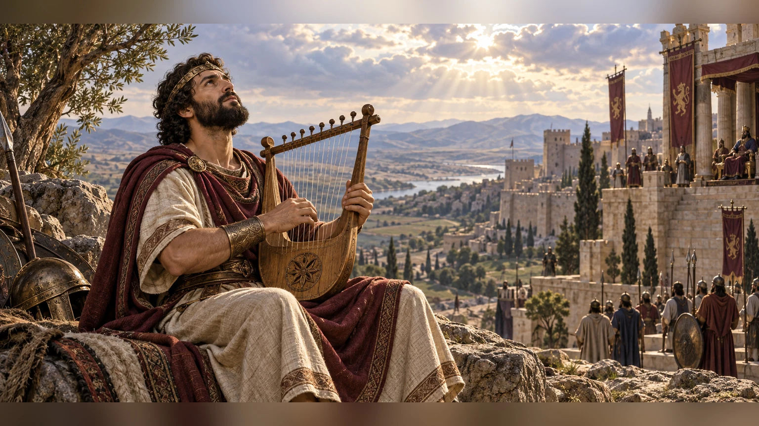 A ten-stringed instrument accompanies gratitude for royal rescue and a renewed plea.