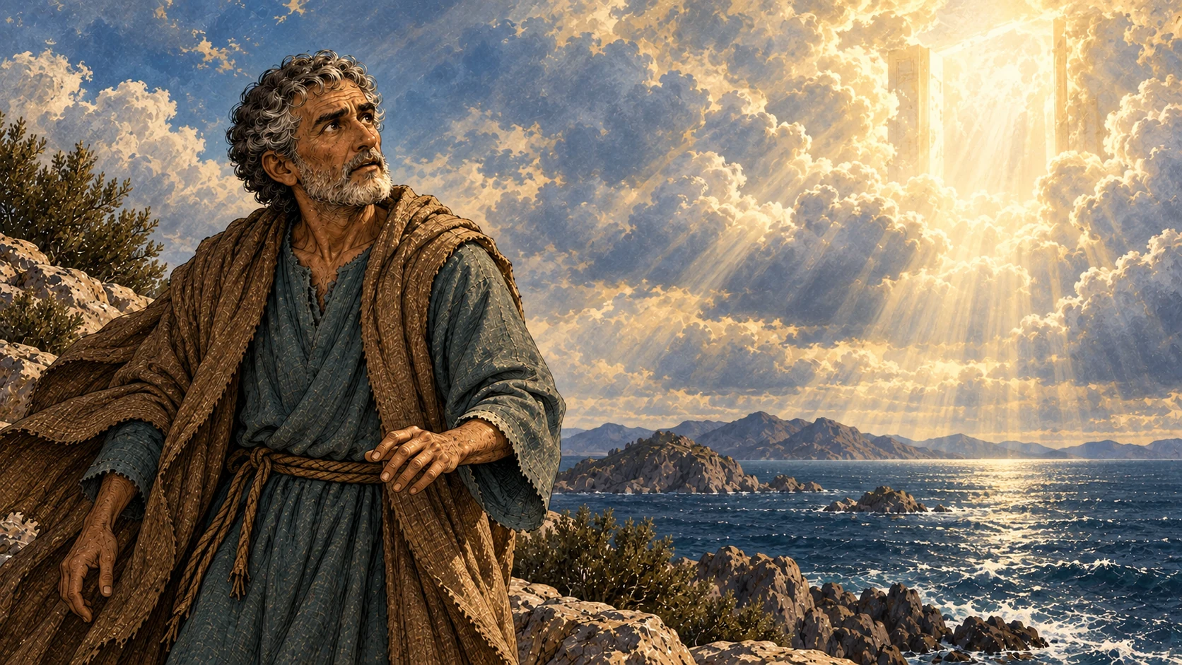 John looks toward a door standing open in heaven.
