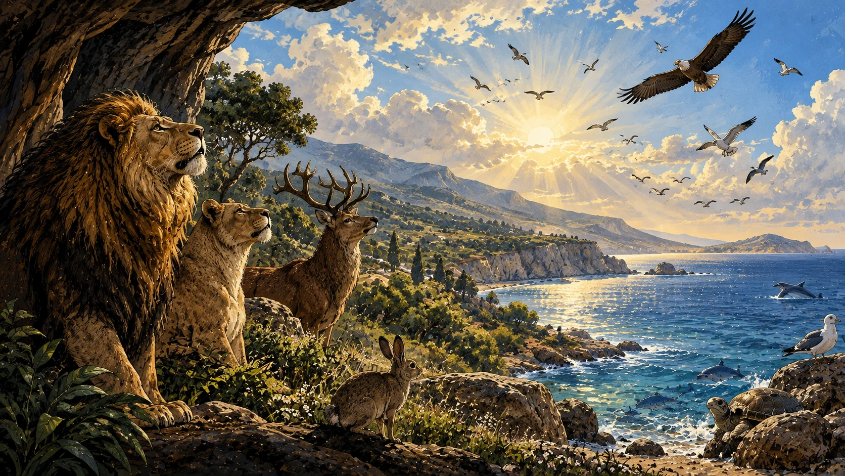 Land, sea, sky and creatures illustrate the breadth of creation’s praise.