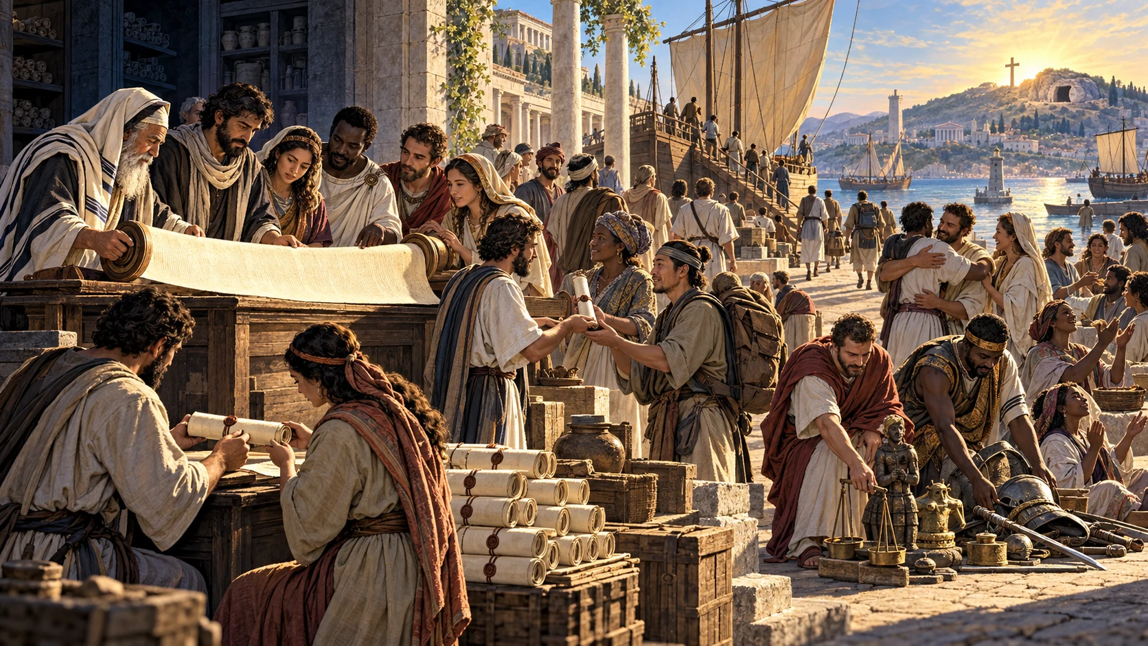 An ancient scroll enters daylight as copies travel by road and sea and communities practice reconciliation.