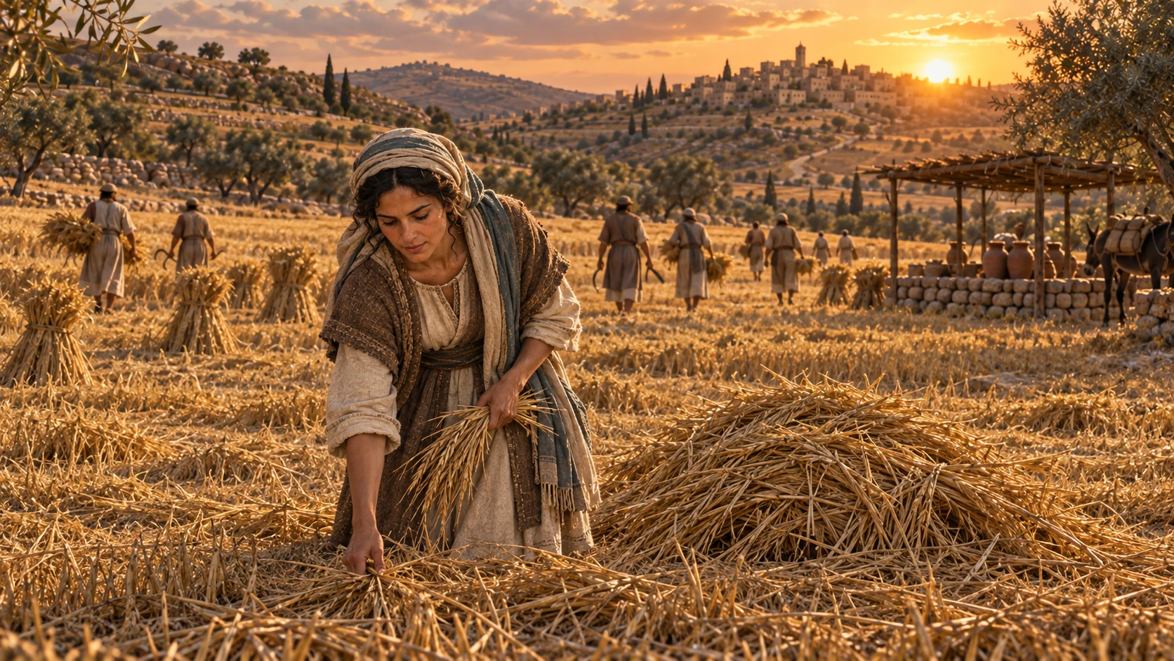 Ruth continues gleaning until evening.
