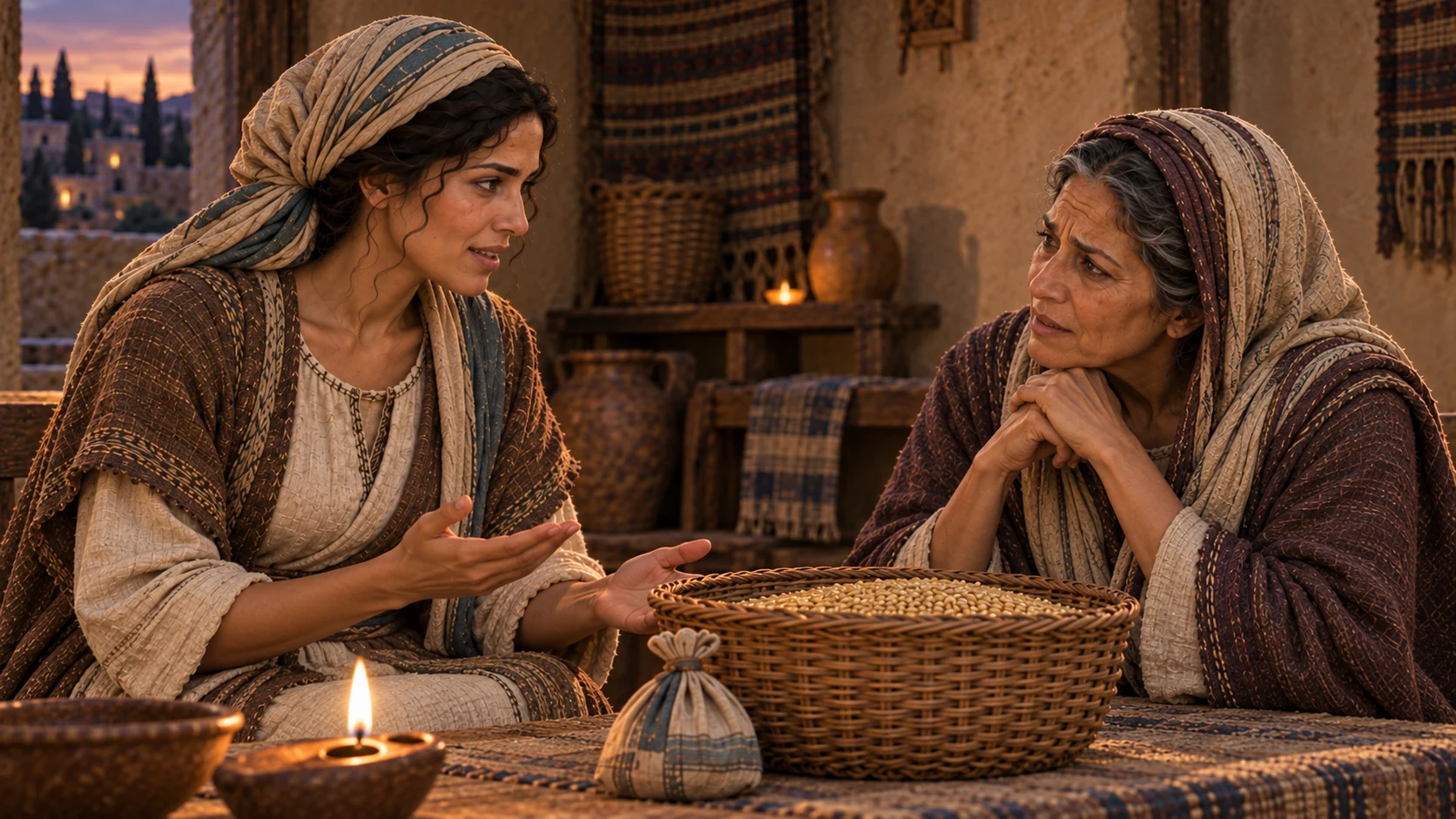 Naomi questions Ruth and Ruth names Boaz.