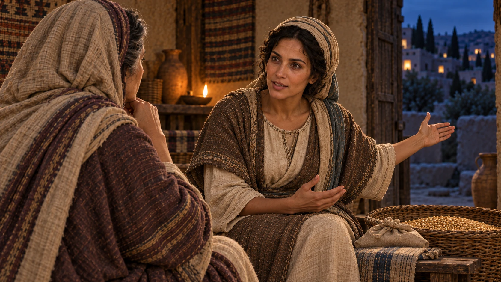 Ruth reports Boaz’s invitation.