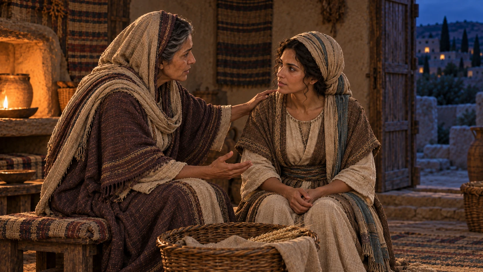 Naomi advises Ruth to remain with the women.