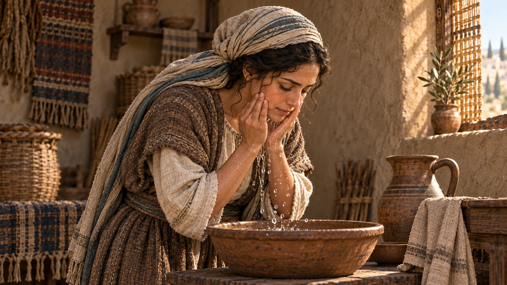 Ruth washes.